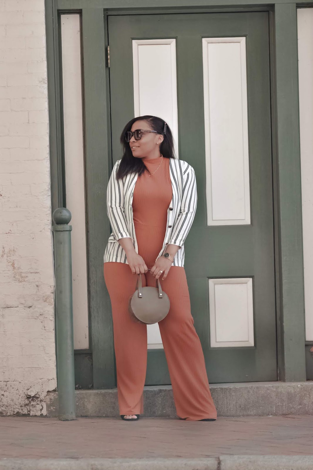 FemmeLuxe, jumpsuit, remix outfit, Coral jumpsuit, one piece, romper, streetstyle, stylish mom bloggers, summer outfit ideas, fanny pack trend