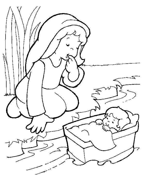 Baby Moses in the river coloring ~ Child Coloring