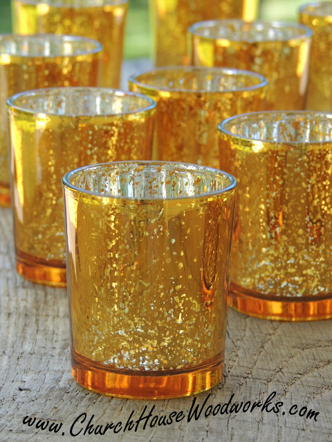 Gold And Silver Mercury Glass Votive Holders- Wedding Glass Candle Holders