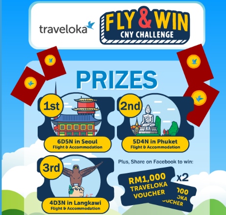 Jom Sertai Traveloka Fly & Win CNY Contest – Hadiah Percutian Percuma, Wang Tunai