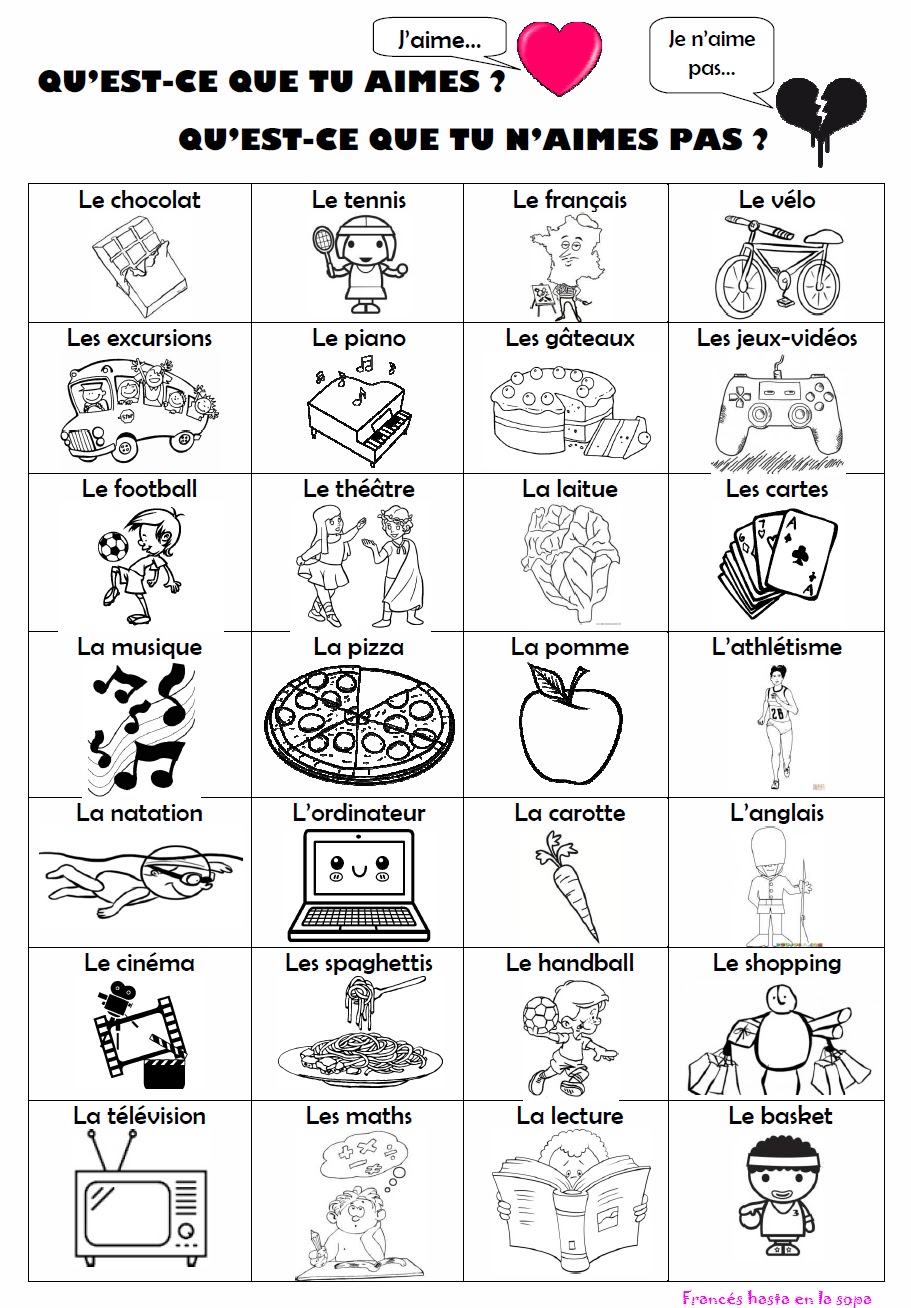 Apprendre ensemble J'aime / Je n'aime pas!