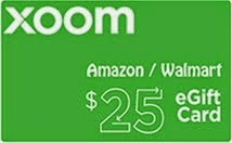 Xoom: get $25 amazon or walmart gift card gift card for your first transfer of $100 or more