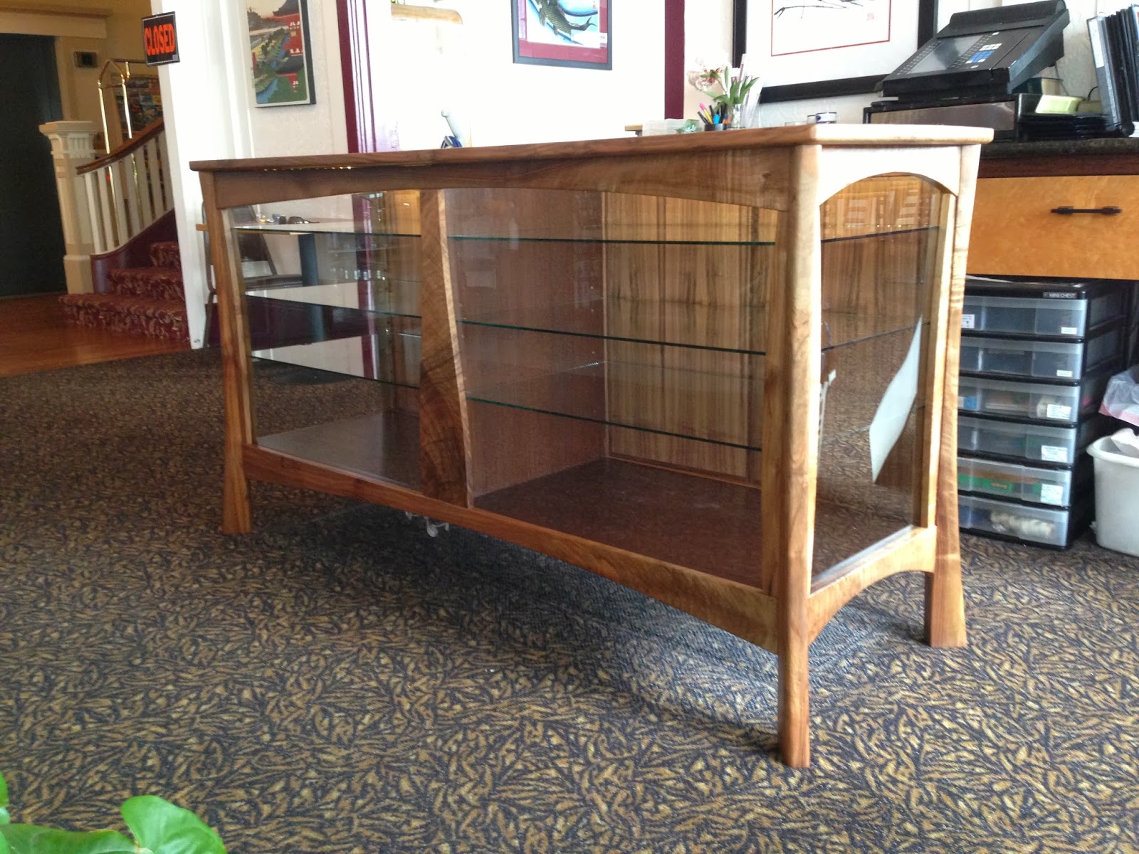 Mathew Isaac's Woodworks Display case at Tomo