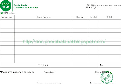 Download Desain Nota Format Coreldraw Belajar Coreldraw