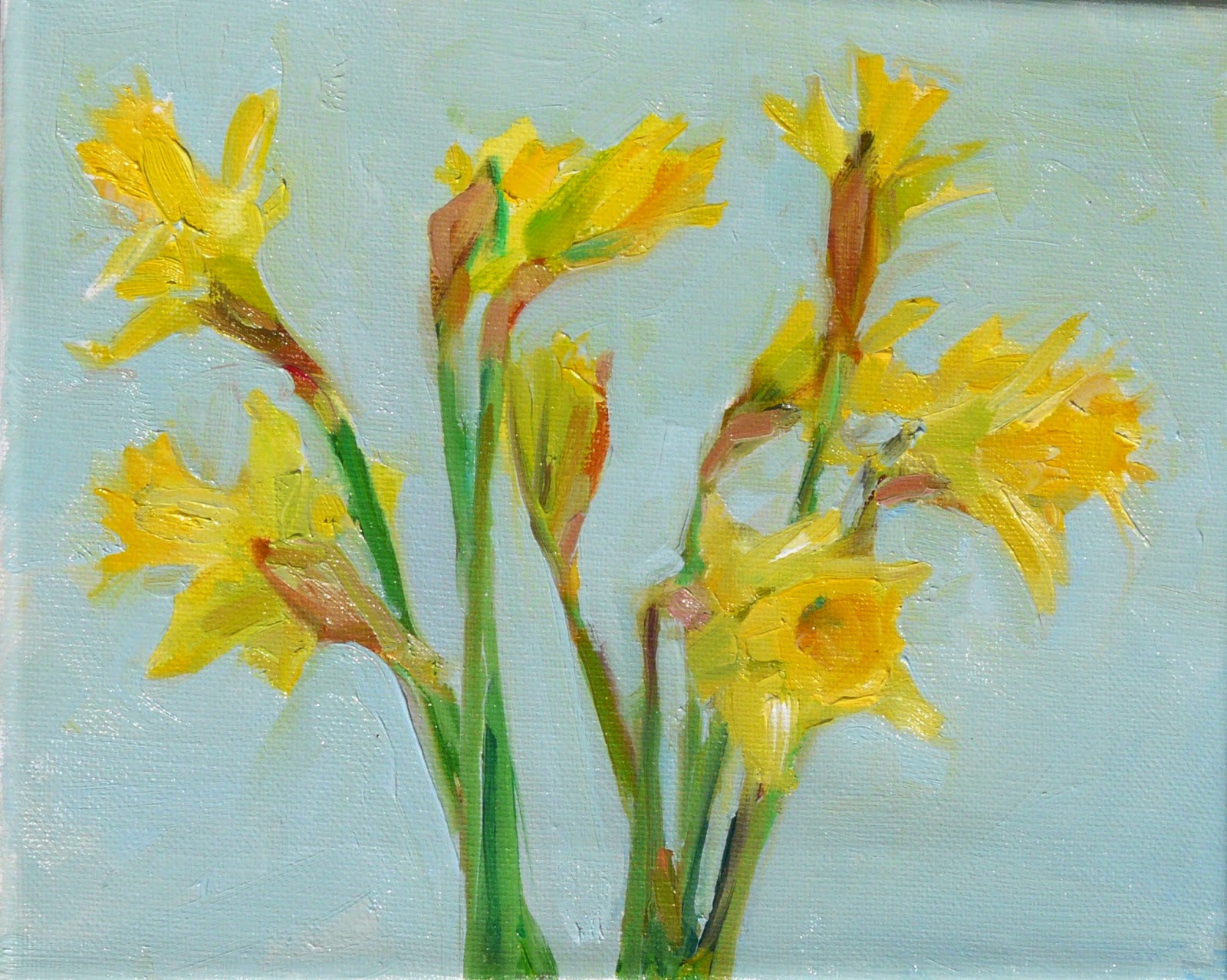 Art Every Day : Daffodils,still life,oil on canvas,8x10,price$250
