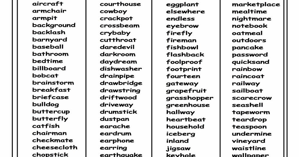 Compound nouns list