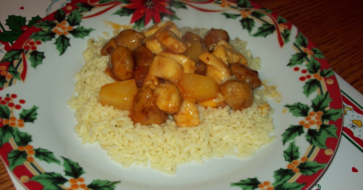 Manger avec Mo Poulet,Saucisse à l'ananas