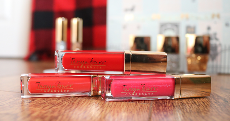 Tanya Burr Matte Lip in Christmas Stocking, Lip Gloss in Candy Cane and Lip Gloss in Berry Pavlova