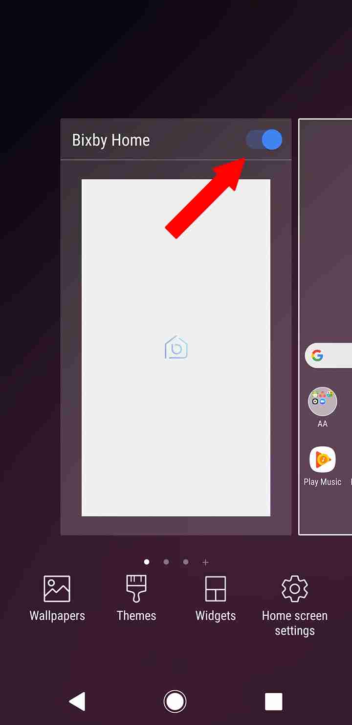 How to disable Bixby home step 1