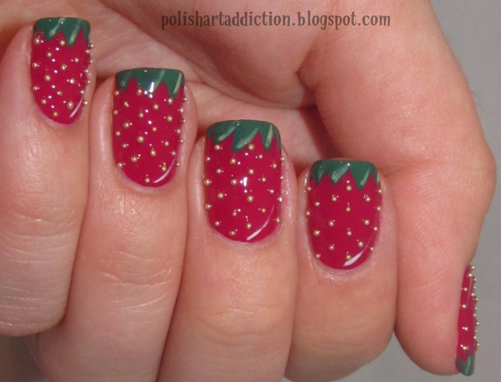 Strawberry Nail Art Tutorial for Short Nails - wide 2