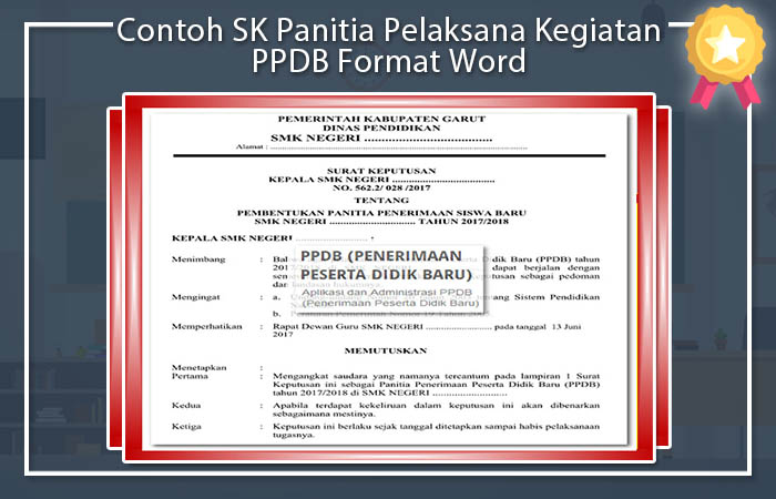 Contoh SK Panitia Pelaksana Kegiatan PPDB Format Word