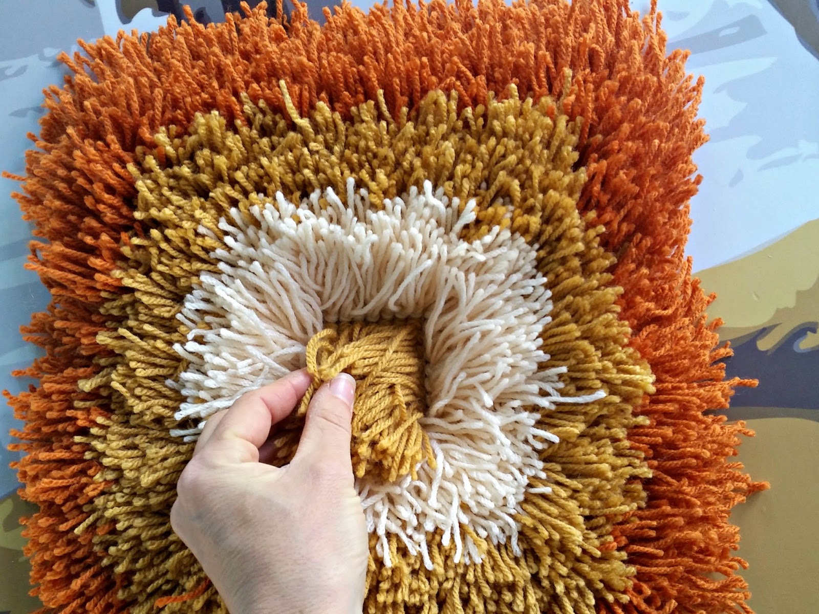 cupcake cutie DIY latch hook wall hanging