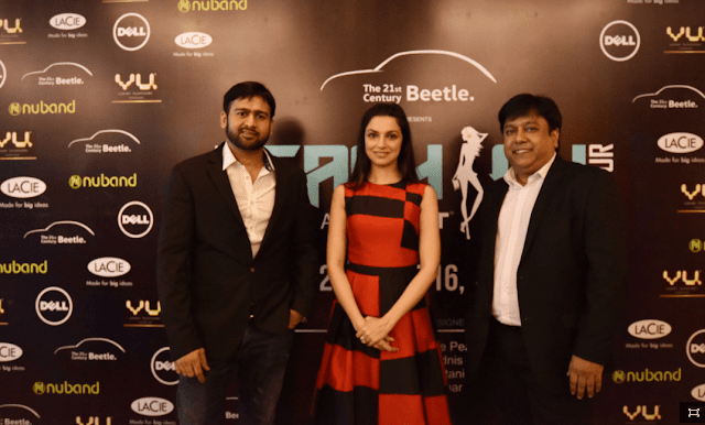 (L-R) Mr. Ramesh, Somani,CEO & Founder, Exhibit Technologies with Actress Divya Khosla Kumar & Mr. Kamal Basu, Marketing Head, Volkswagen at the launch event of Beetle’s Tech Fashion Tour 2016- (L-R) Mr. Ramesh, Somani,CEO & Founder, Exhibit Technologies with Actress Divya Khosla Kumar & Mr. Kamal Basu, Marketing Head, Volkswagen at the launch event of Beetle’s Tech Fashion Tour 2016-