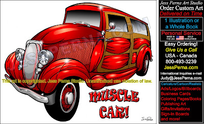 Muscle Car Cartoon Illustration