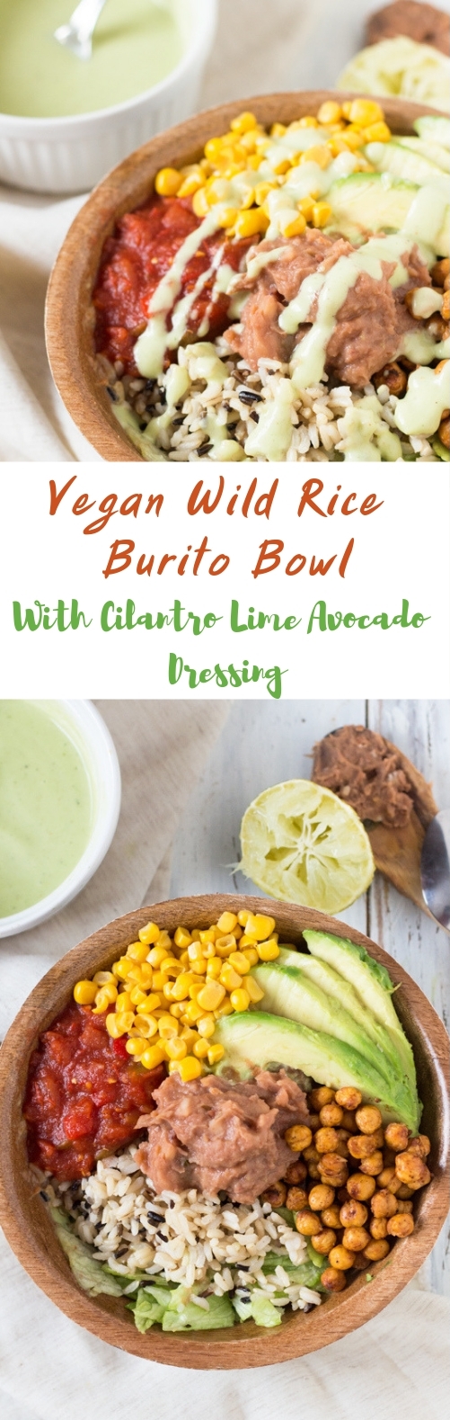 WILD RICE BURRITO BOWL WITH CILANTROLIME AVOCADO DRESSING veganmeal healthy