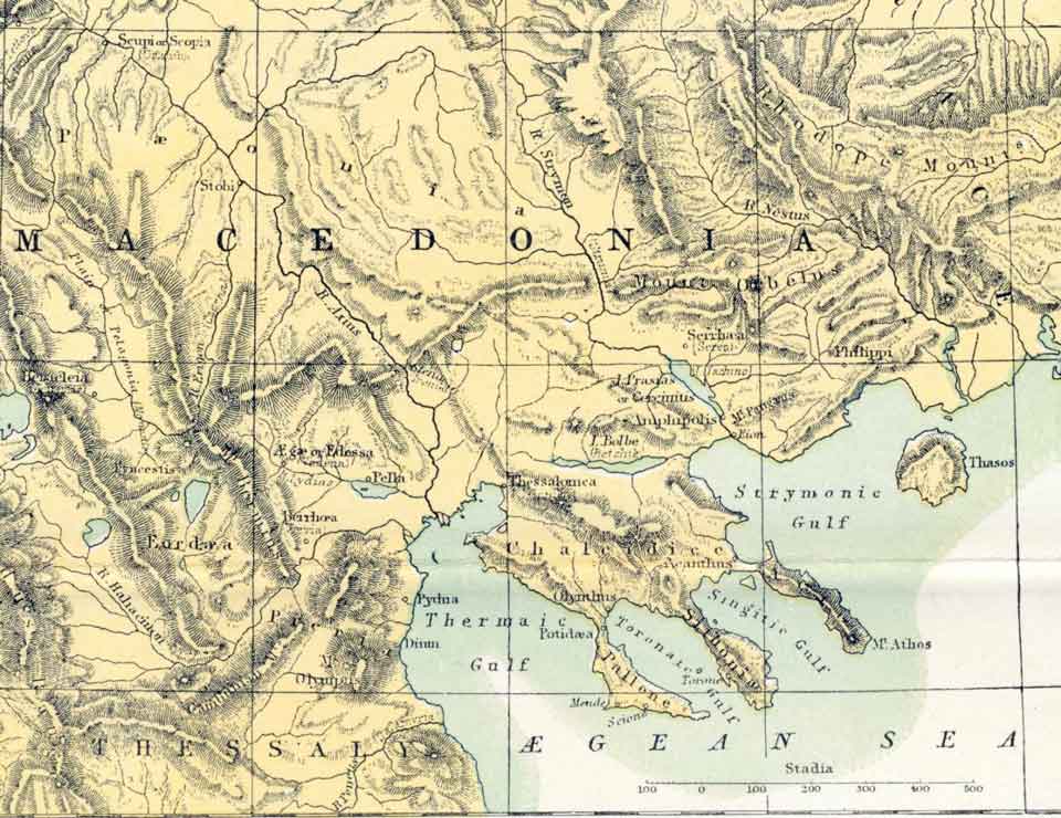 Landkarte Mazedoniens aus der Encyclopaedia Britannica 1877