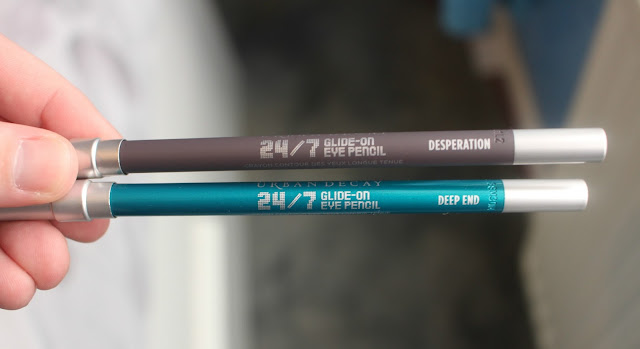 Photo of the packaging for the 24/7 Glide-on Pencils in Desperation and Deep End from the Urban Decay Goodie Bag