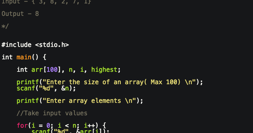 Programming Tutorials: C Program to Find Highest Number in an Array