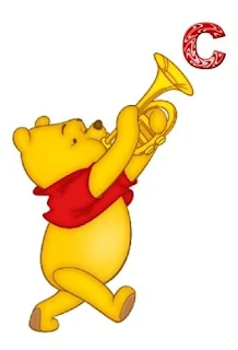 Alfabeto de Winnie the Pooh tocando la Trompeta. Alphabet with Winnie the Pooh with a Trumpet.