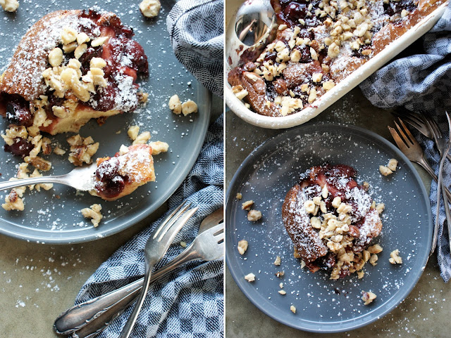 Käsekuchen-Auflauf mit Gewürzkirschen