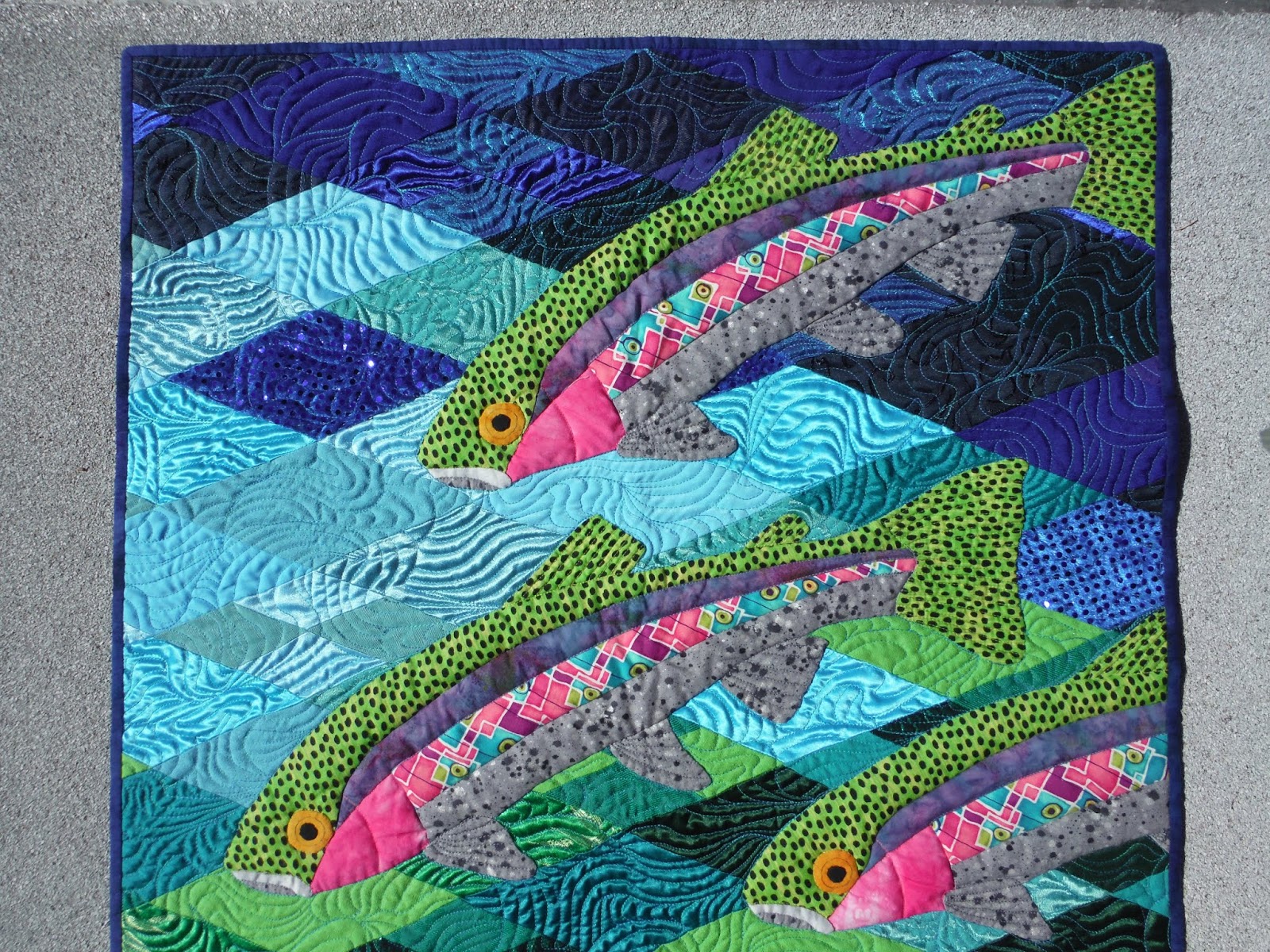 Enchanting Quilts Rainbow Trout The making of a challenge quilt