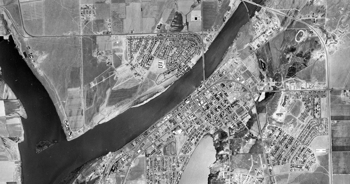 Big Bend Railroad History: 1955 Moses Lake Aerial View