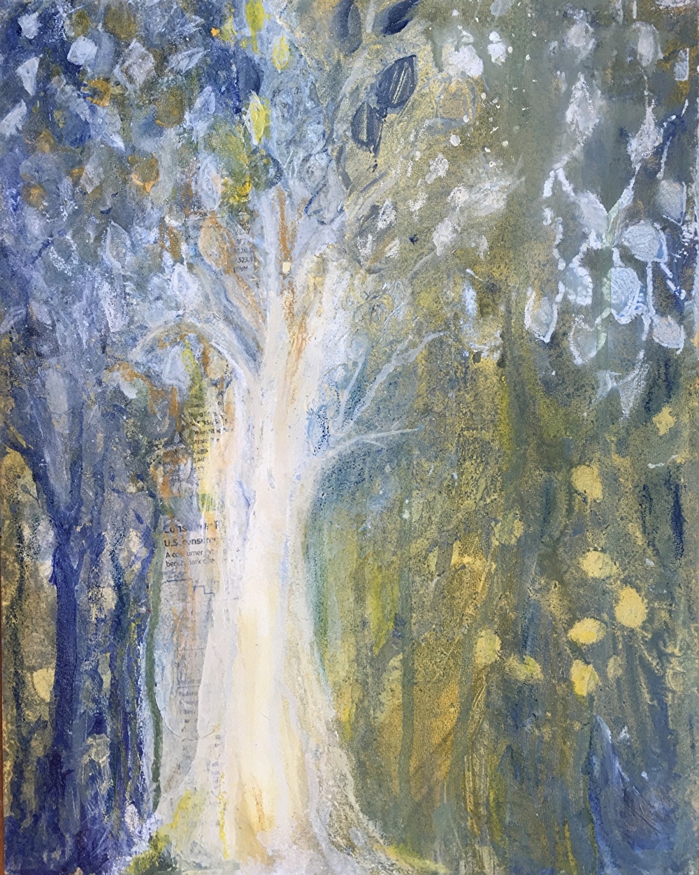 Contemporary Artists of Virginia Abstract Tree Painting, Blue Art