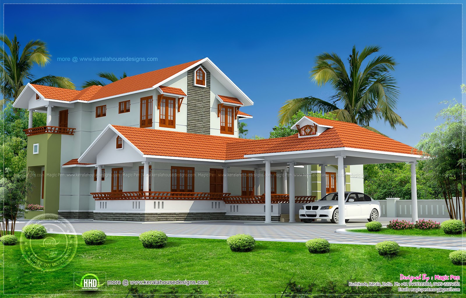 Kerala model double storied house - Kerala home design and floor plans