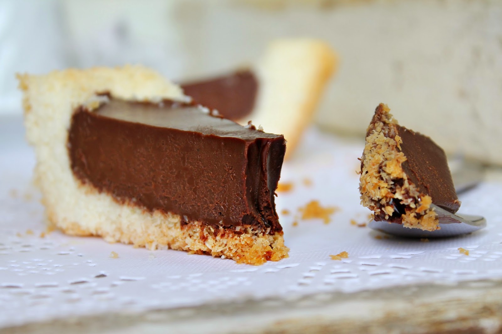 Lick The Spoon Dark Chocolate Ganache and Coconut Tart