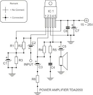 Circuit Diagram TDA2050 Power Amplifier 