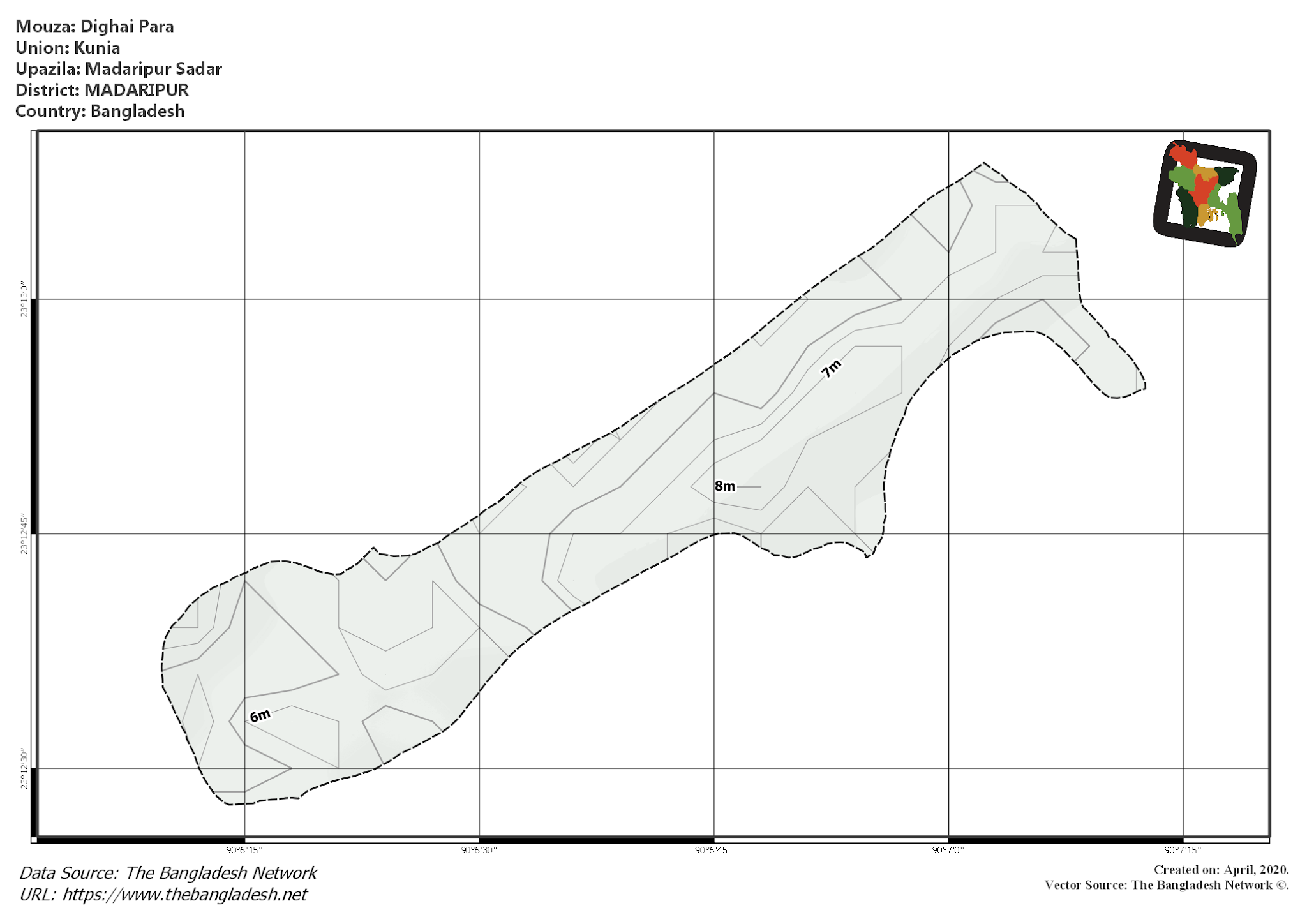 Map of Dighai Para Mouza of Madaripur Sadar Upazila, MADARIPUR, Bangladesh.