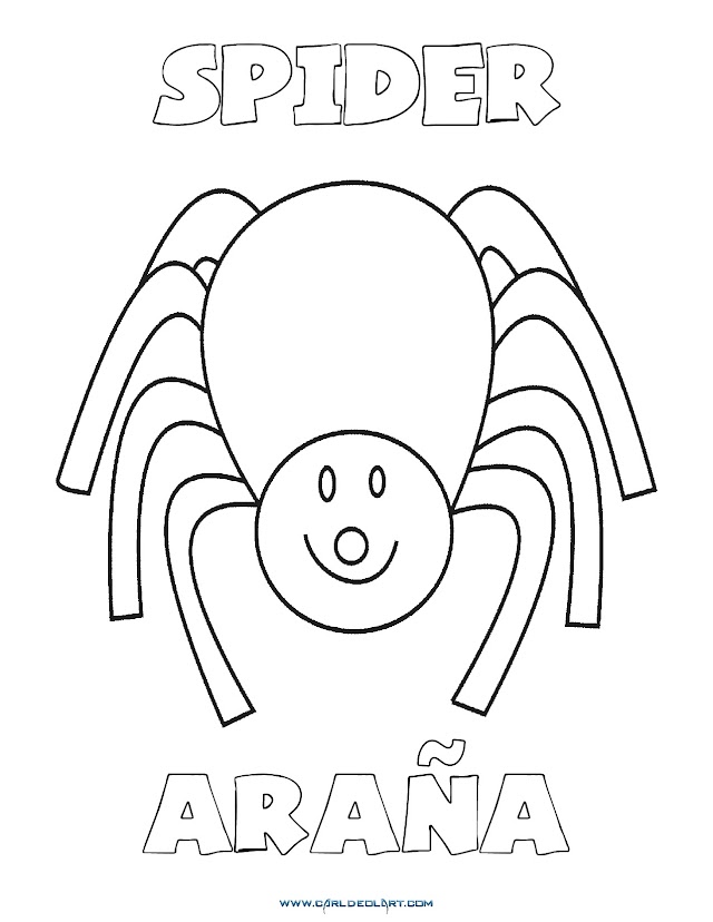 Dibujos Inglés - Español con A: Araña - Spider