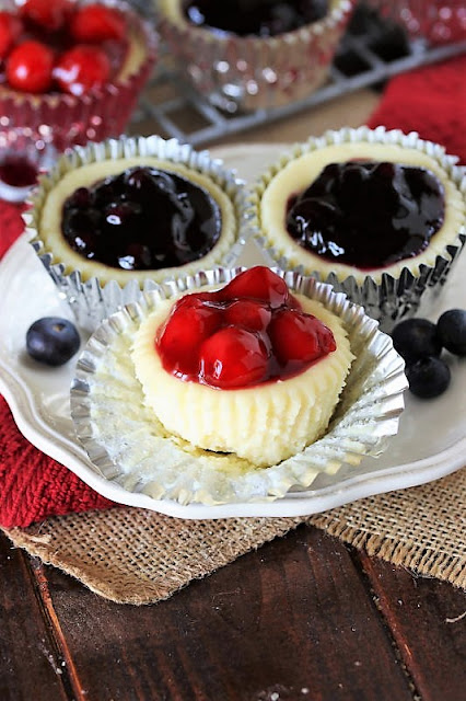 Plate of Red White & Blue Mini Cheesecakes Image