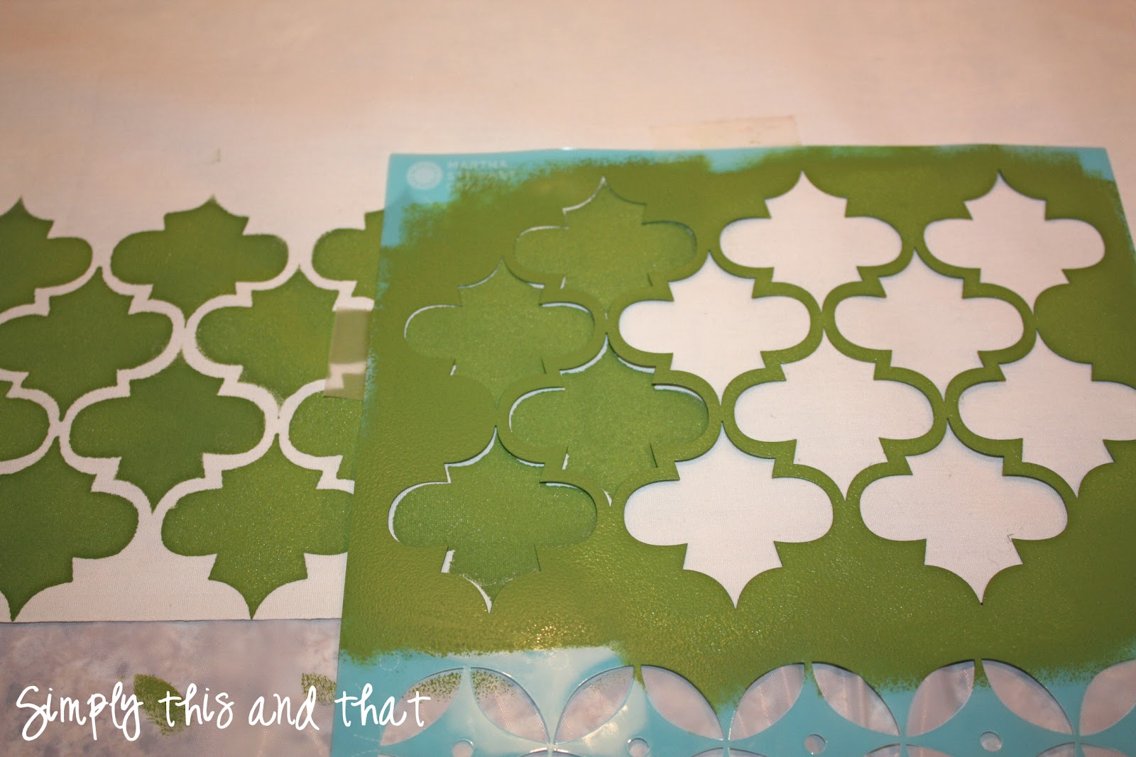 Simply This and that Stenciled Fabric Cork Board