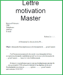 lettre de motivation master exemple