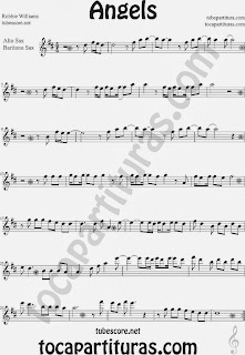 Angels partitura para Saxofón Alto y Barítono en Mi bemol de Robbie Williams. (Angels Alto and Baritone Sheet Music for Sax by Robbie Williams)