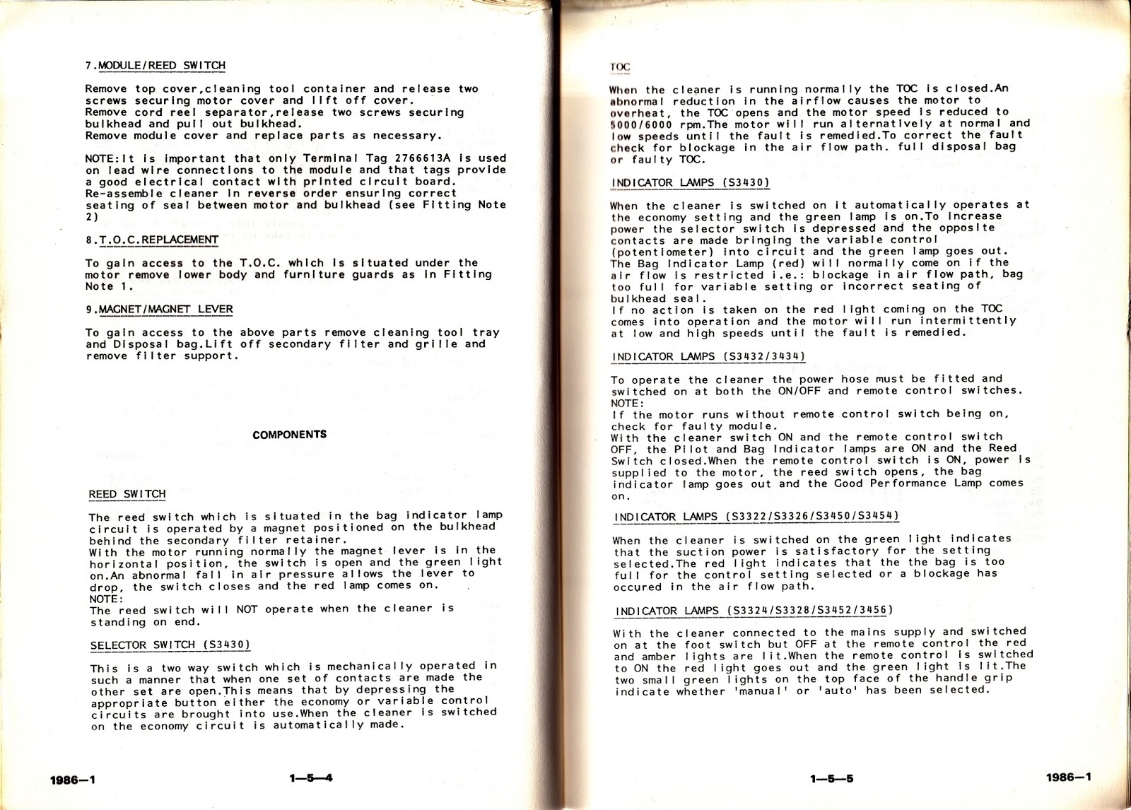 Hoover Service Manual 1987