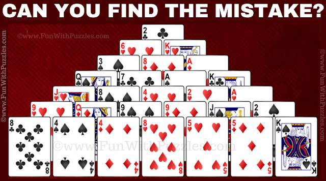 Challenging Error Finding Picture Riddle: Pyramid Solitaire