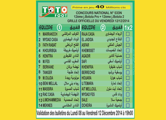 TOTO FOOT COUNCOURS NATIONAL N 533N