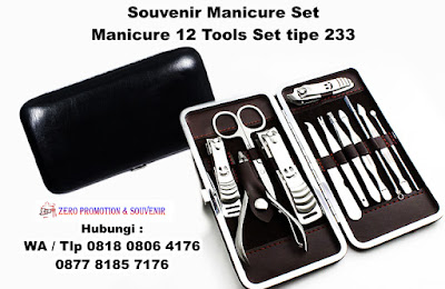 manicure Set 233#, Jual Alat Manicure isi 12 murah, Souvenir Manicure Set Murah, Peralatan Manicure isi 12, MANICURE SET 233 HITAM KULIT