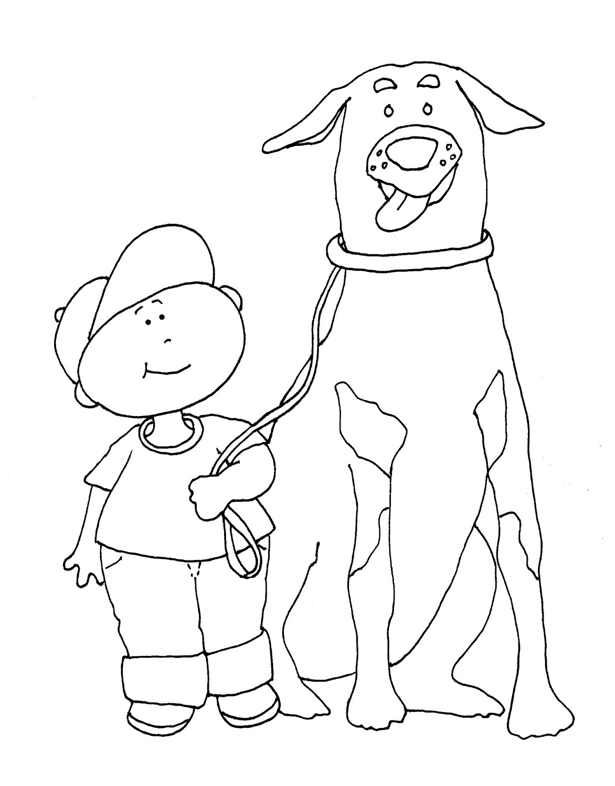 a boy and his dog coloring pages - photo #26