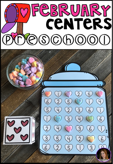 Are you looking for fun and simple thematic centers that you can prep quickly for your preschool classroom? Preschool February Centers was created for children ages 4-6 and mature 3 year-olds (looking for a challenge). These centers are sure to keep their interest and will help build important literacy, math and writing (fine-motor) skills.