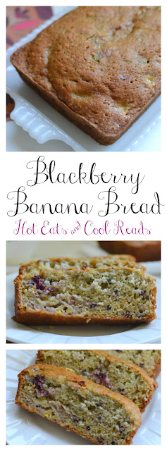 Great for breakfast or snack! Perfect for using ripe bananas and delicious with the bites of fresh blackberries! Blackberry Banana Quick Bread Recipe from Hot Eats and Cool Reads