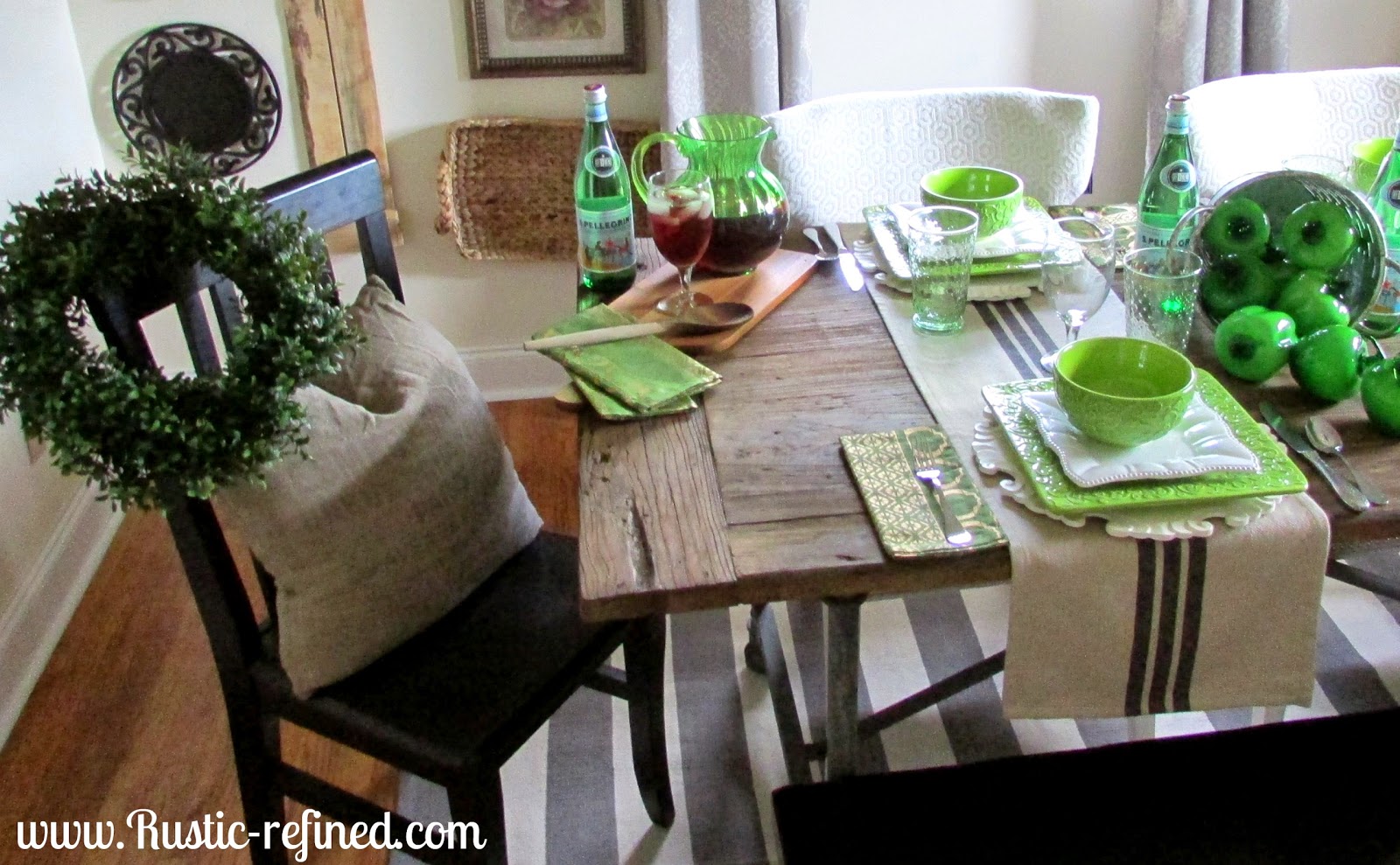 Green and White Tablescape