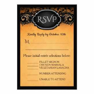 3.5 x 5 Elegant Halloween Orange & Black Menu RSVP Card