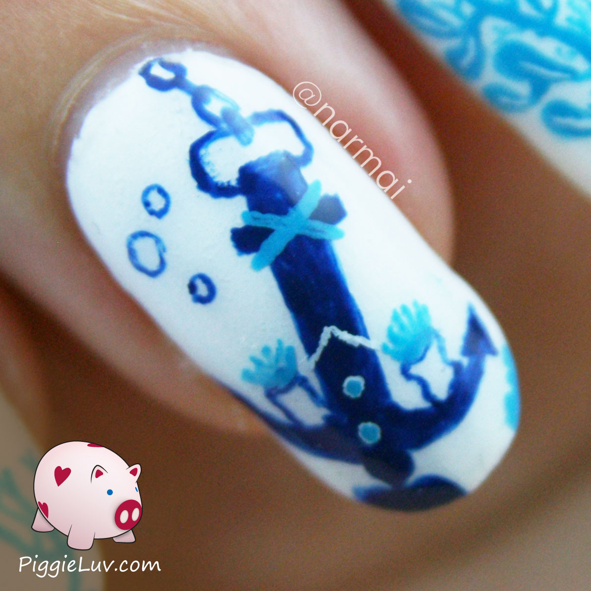PiggieLuv: Deep blue sea nail art (glow in the dark!)