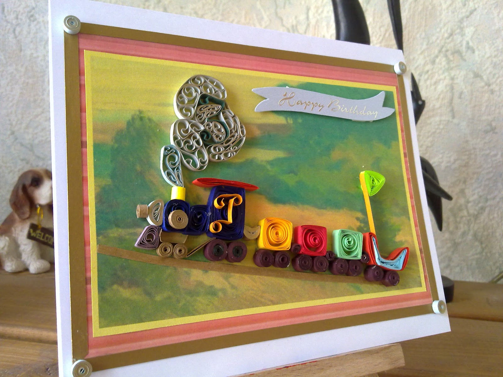 papercrafts Quilled TrainBirthday Card