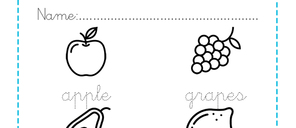 Fichas de frutas en inglés