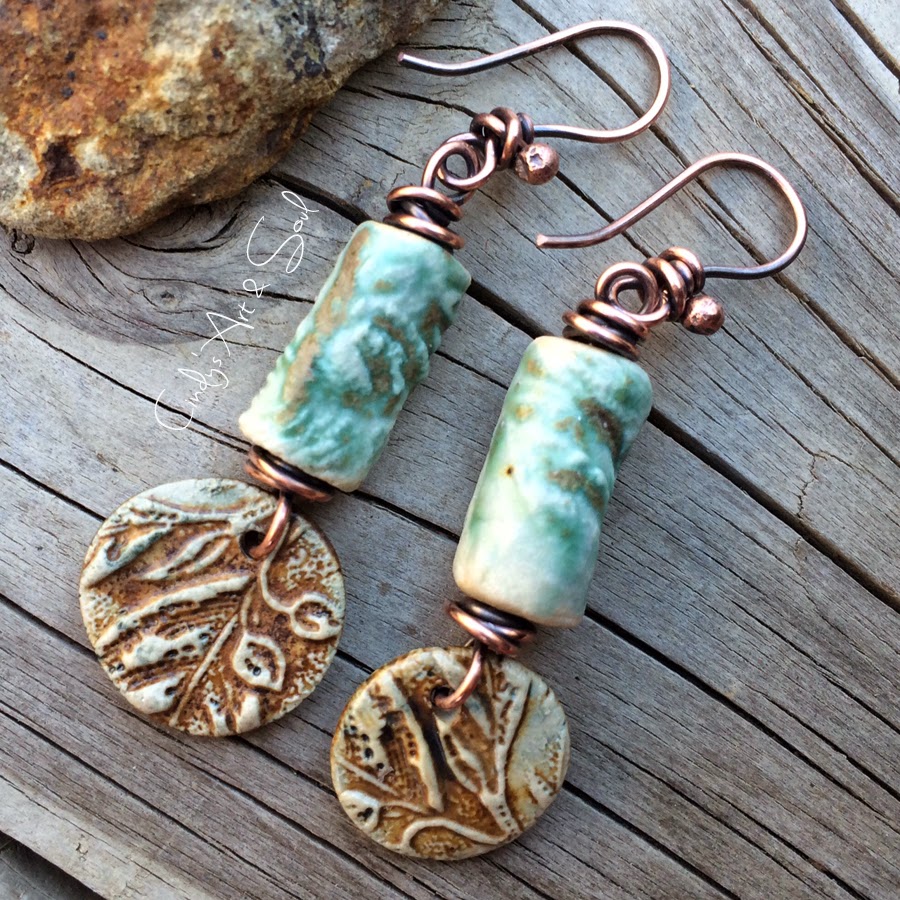 Earrings Everyday Rusty Green Ceramic Earrings