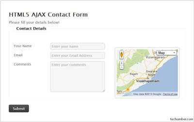 Cute HTML5 Ajax Contact Form With Google Maps